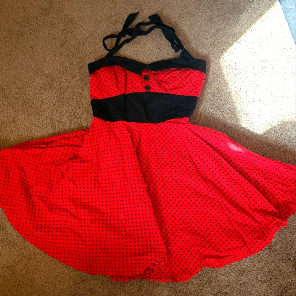 Vintage red polka dress 2x